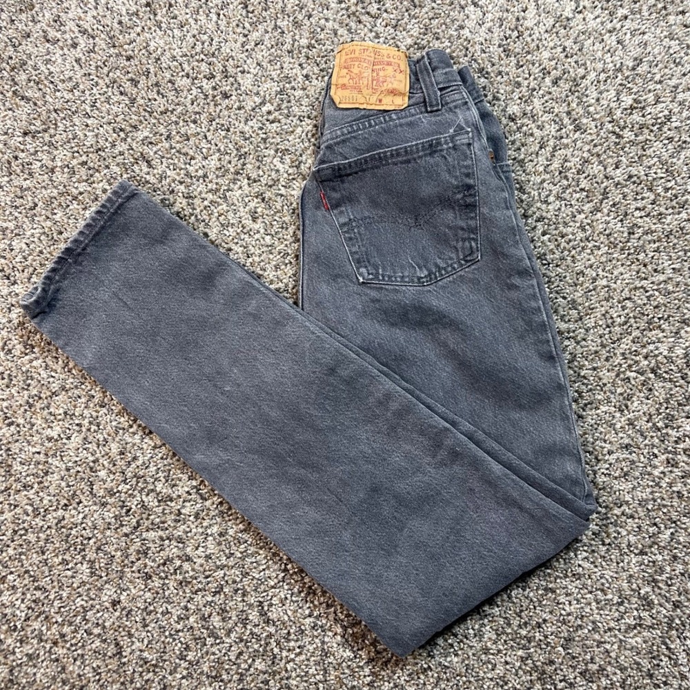Vintage Levi's 501 Women's 22x31 Jeans USA Made Black High Waisted Straight‎
